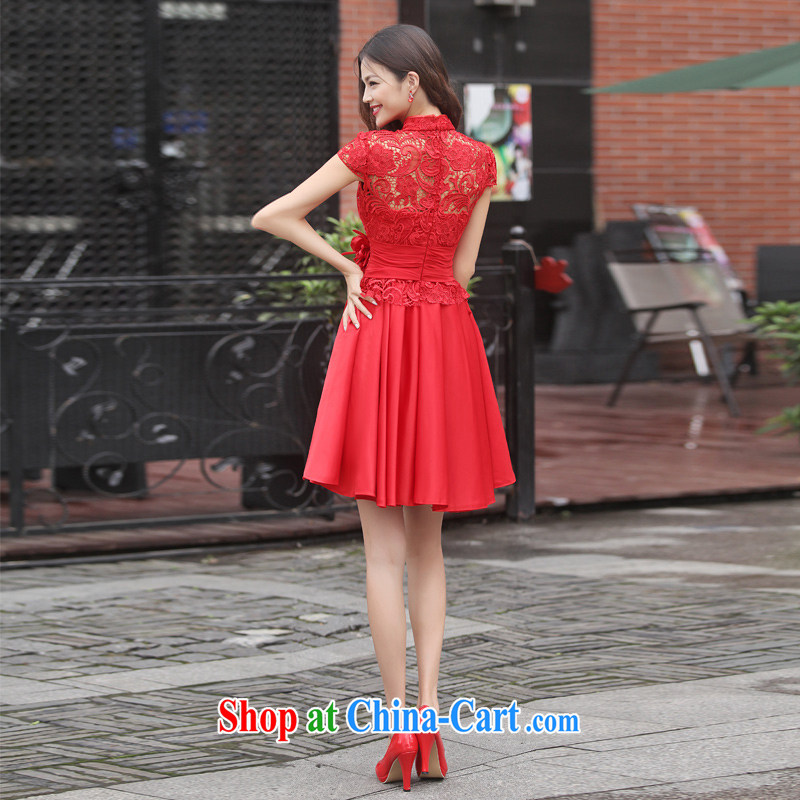 Wei Qi modern improved cheongsam beauty red short marriages served toast cheongsam retro dress red long bridal dresses XL Qi, Ms Audrey EU Yuet-mee, QI WAVE), online shopping