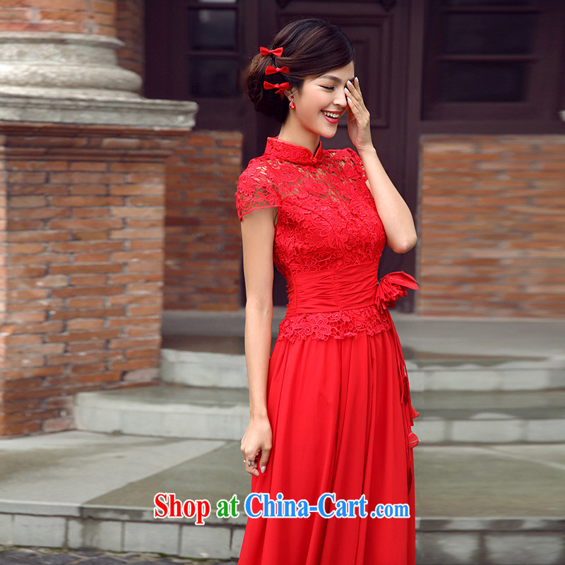 Wei Qi modern improved cheongsam beauty red short marriages served toast cheongsam retro dress red long bridal dresses XL Qi, Ms Audrey EU Yuet-mee, QI WAVE), online shopping