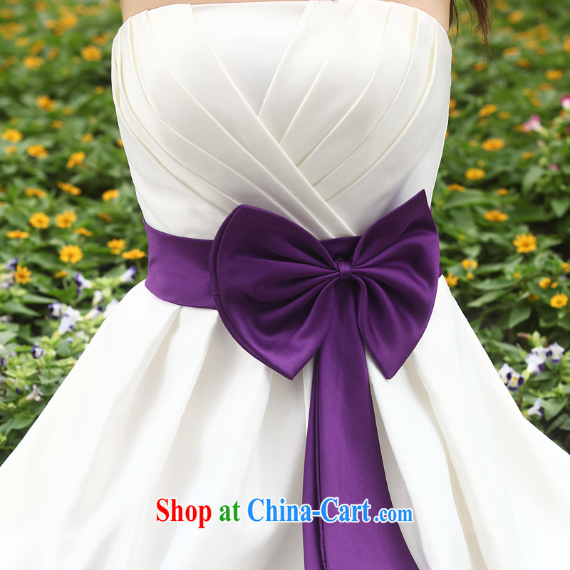 Qi wei summer stylish short bridesmaid dress 2015 Korean-style bare chest sister bowtie bridal wedding bridesmaid dress in bows dress ivory white XL, Qi wei (QI WAVE), online shopping