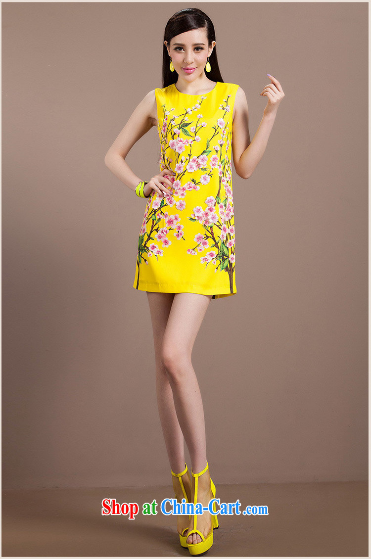 Constitution-yeon Yuen, HERAROMA 2014 summer women's clothing new round-collar peach blossoms stamp embroidery decals beauty dresses yellow XL pictures, price, brand platters! Elections are good character, the national distribution, so why buy now enjoy more preferential! Health