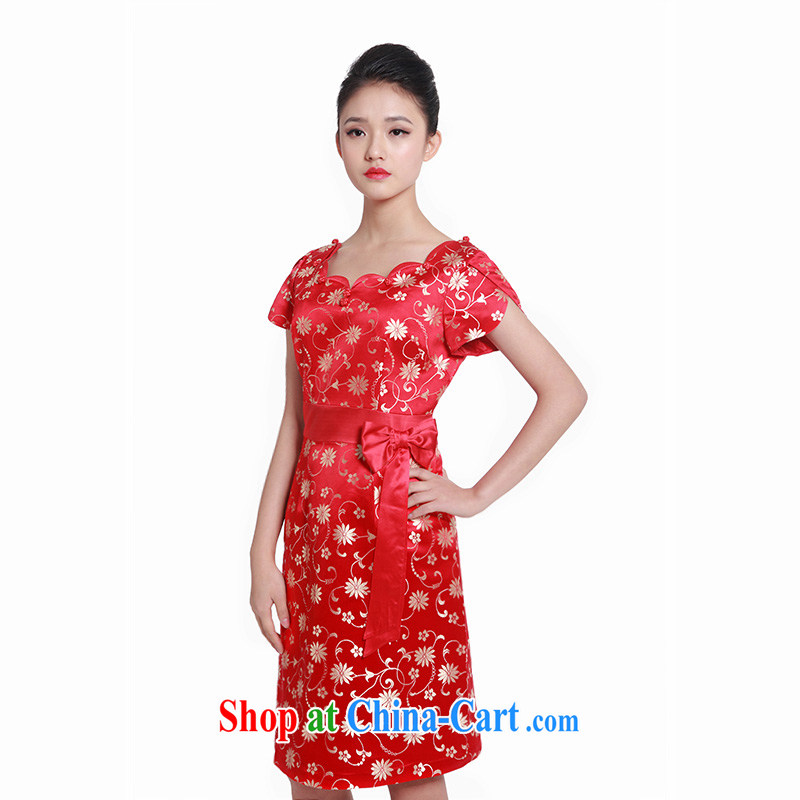 Wood is really the 2015 spring and summer new Chinese wedding dresses bridal toast service improved cheongsam dress 01,237 04 deep red XL, wood really has, online shopping