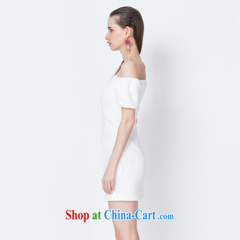 Yi Ge lire/YIGELILA name Yuan manual ostrich Feather Gown skirt package and pencil skirt the Field shoulder straps skirt dresses skirts white 6597 L, Yi Ge lire (YIGELILA), online shopping