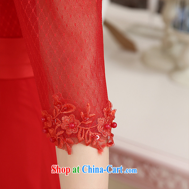 Dream of the day wedding dresses 2015 New Red wedding toast Service Bridal lace cuff in short-sleeve wedding dress 368 in red cuff, tailored to dream of the day, shopping on the Internet