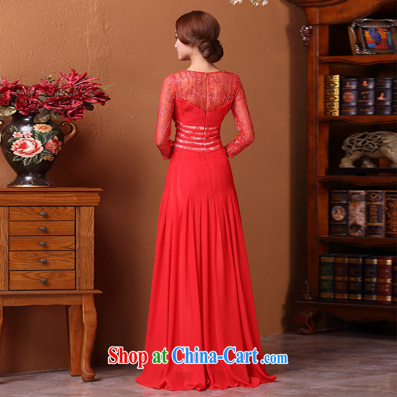 The bride's 2015 New Red dress bows dress lace 9 cuff video thin 587 red L, the bride, shopping on the Internet