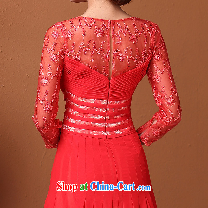 The bride's 2015 New Red dress bows dress lace 9 cuff video thin 587 red L, the bride, shopping on the Internet