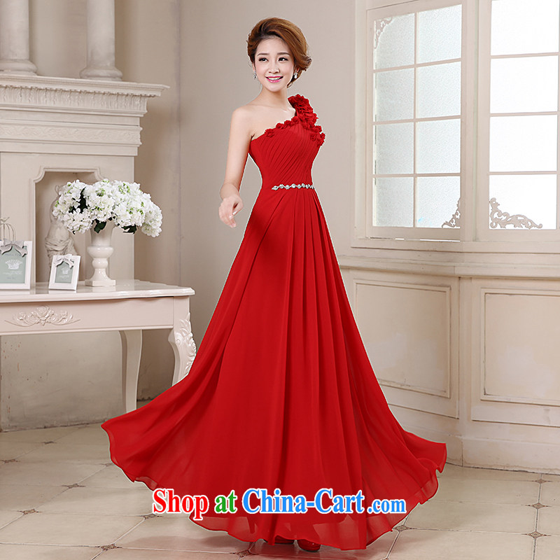 Rain is still clothing bridal 2015 new marriage toast clothing moderator performance graphics thin elegant single shoulder floral long dress LF 187 red XXL, rain is clothing, and shopping on the Internet