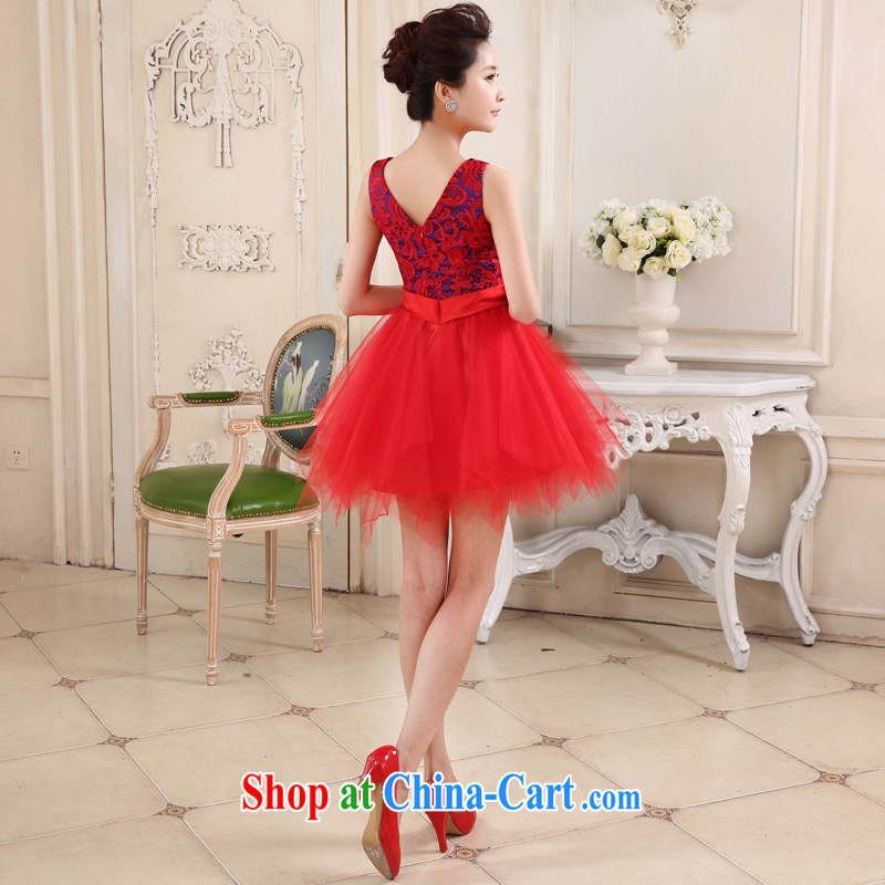 Honeymoon bridal 2015 new bridal dresses short lace short skirt and sisters skirt small dress bows dress party Birthday Concert serving red XL, Honeymoon bridal, shopping on the Internet