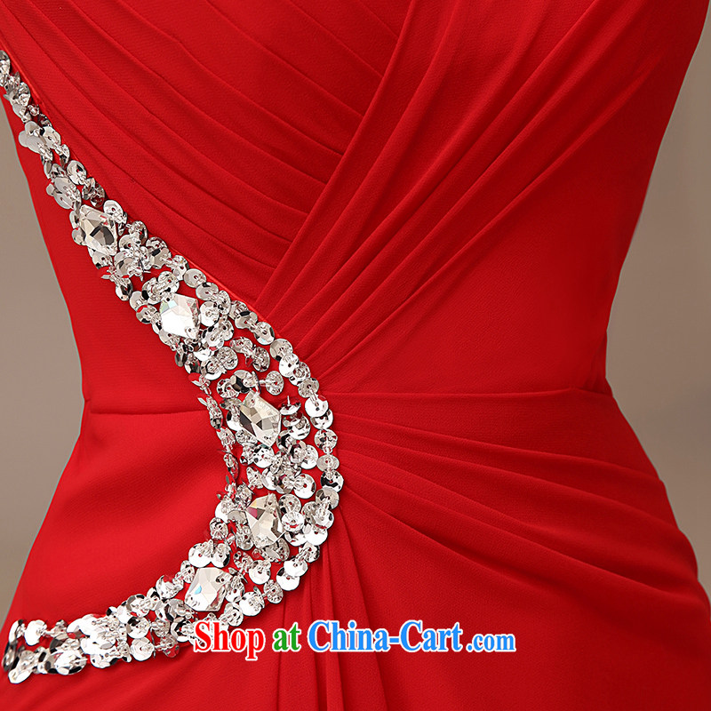 2015 New Red video thin dress bride wedding toast serving long, Red field shoulder dress red XXL, dirty man, shopping on the Internet