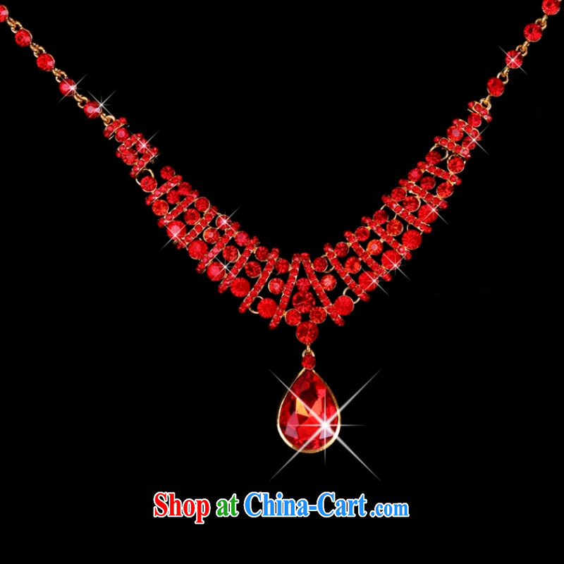 Yong-yan and new red wood drill set Crown necklace earrings gift boxed red, and make bold stunning good offices, shopping on the Internet