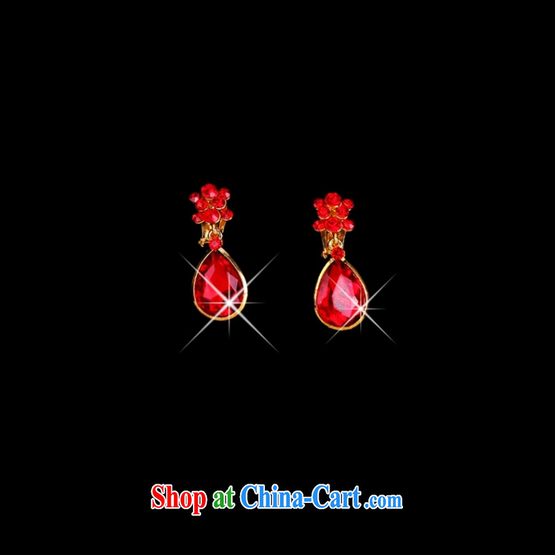 Yong-yan and new red wood drill set Crown necklace earrings gift boxed red, and make bold stunning good offices, shopping on the Internet