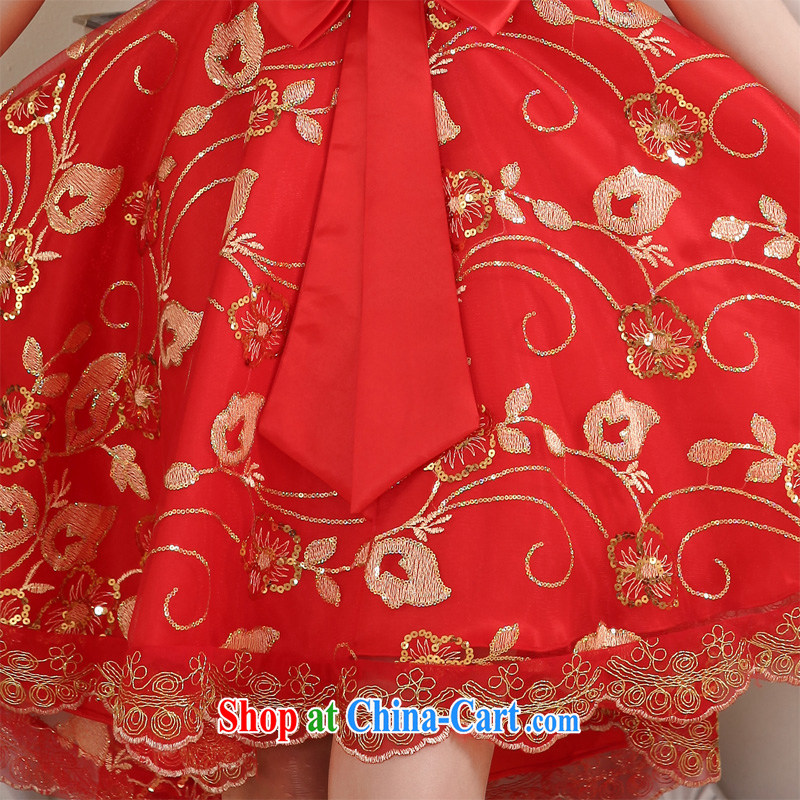 Honeymoon bridal 2015 spring and summer new bride short before long after marriage yarn lace red toast serving small dresses cheongsam dress red XL, Honeymoon bridal, shopping on the Internet