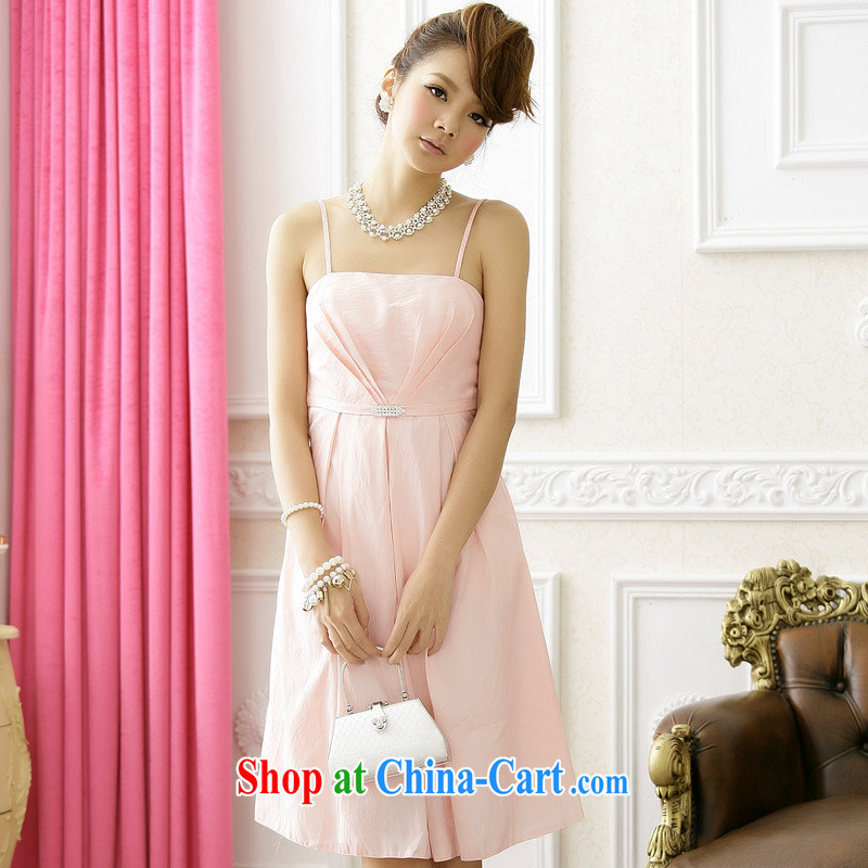 JK 2. YY Western style dinner and stylish sister bridesmaid dresses in sexy straps dress pink XXL