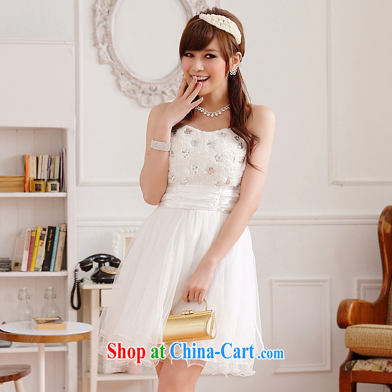 JK 2. YY rose buds silk dresses the waist-chest Late Princess skirt dress short dress white XXL