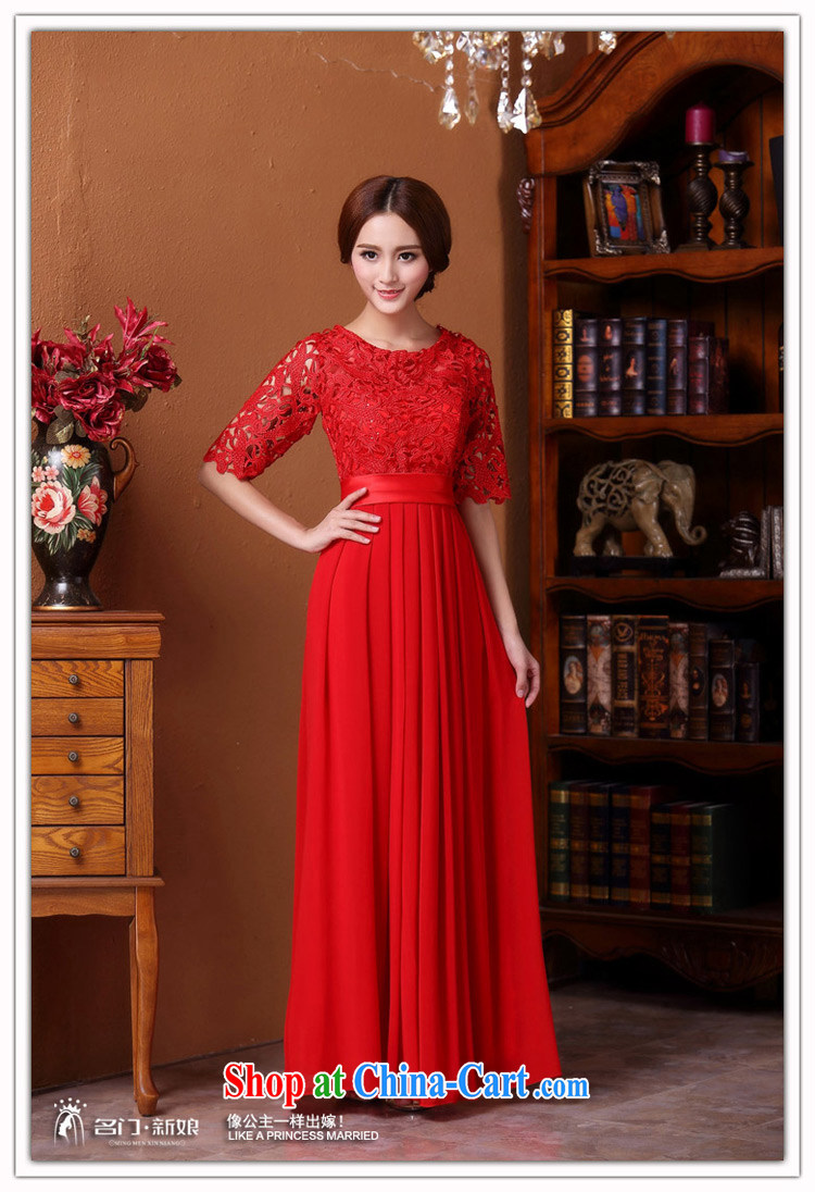 The bride's 2015 New Red bows dress water-soluble lace long gown dinner service 592 L pictures, price, brand platters! Elections are good character, the national distribution, so why buy now enjoy more preferential! Health