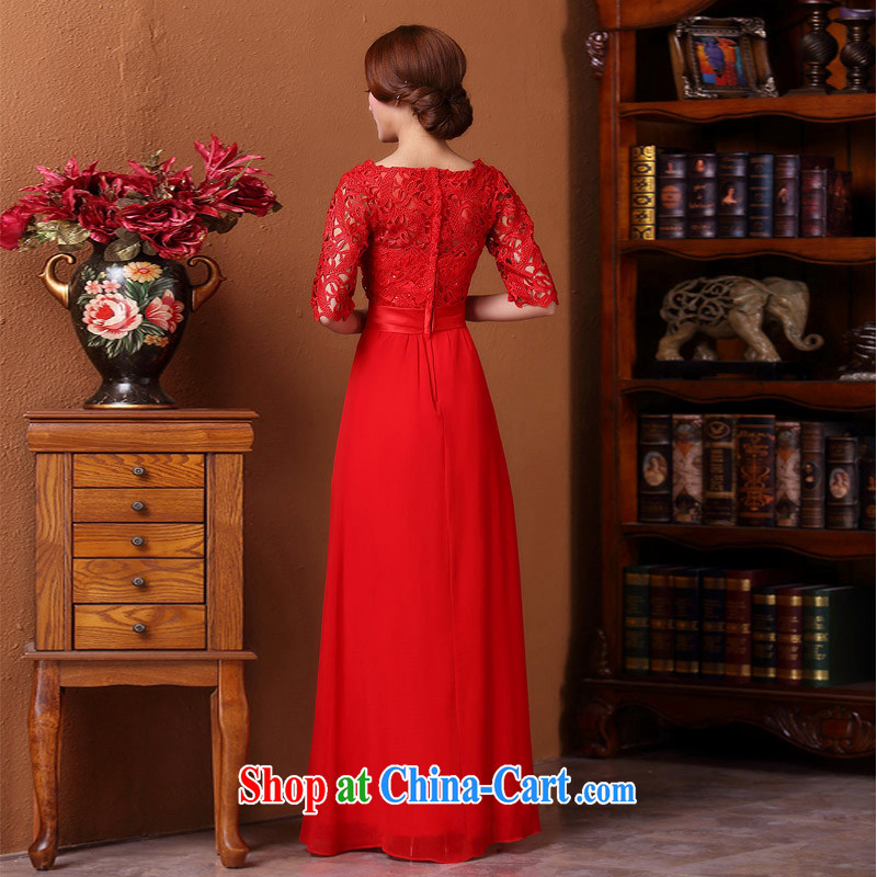 The bride's 2015 New Red bows dress water-soluble lace long gown dinner service 592 L, the bride, shopping on the Internet