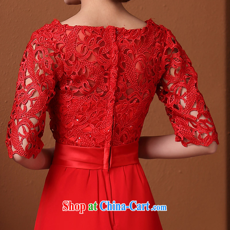 The bride's 2015 New Red bows dress water-soluble lace long gown dinner service 592 L, the bride, shopping on the Internet