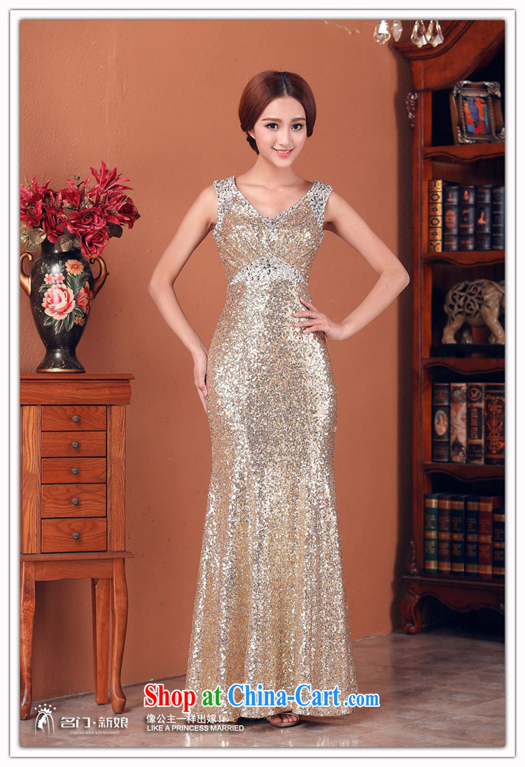 The bride's 2015 New evening gown gold foil dress flash wedding dress 580 L pictures, price, brand platters! Elections are good character, the national distribution, so why buy now enjoy more preferential! Health