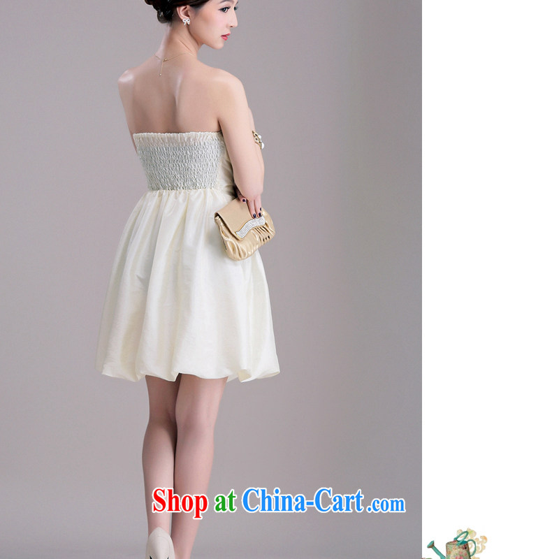 Light (at the end QIAN MO) Elegant chest American fold lantern skirt with small dress female ocean skirt dress evening dress uniform toast apricot XL, shallow end, shopping on the Internet