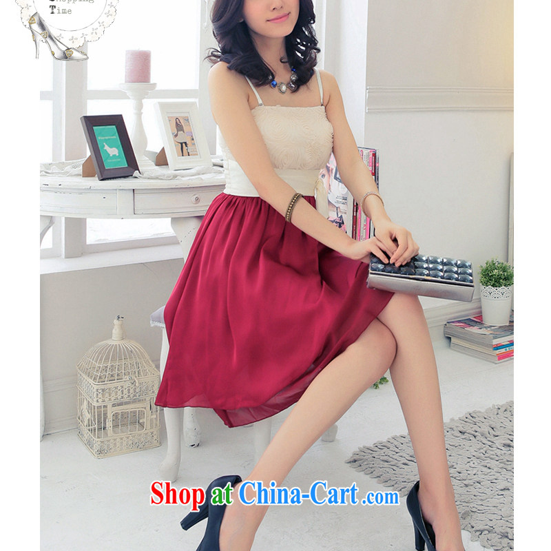 Shallow end _QIAN MO_, Japan, and the Republic of Korea Ladies straps small dress skirt dress lace spell color Edge I should be grateful if you click on dress skirt XXL Uhlans on brassieres 90 - 110