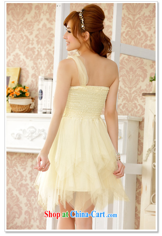 JK 2. YY New Name-yuan Web yarn Princess dinner will be accompanied by her husband's short dress stylish single shoulder larger dresses champagne color XXL pictures, price, brand platters! Elections are good character, the national distribution, so why buy now enjoy more preferential! Health
