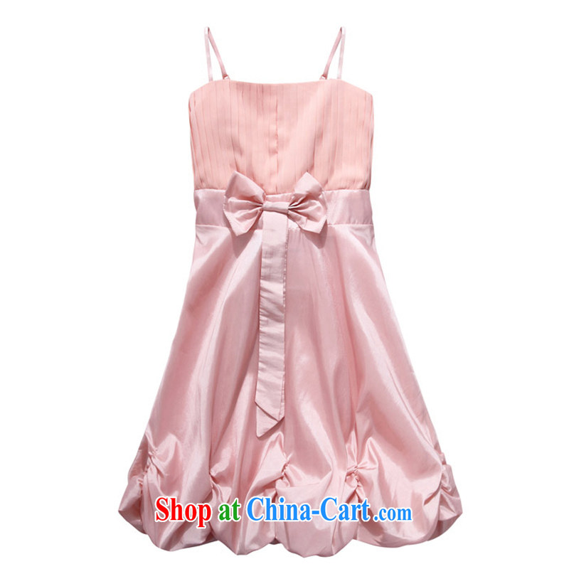 JK 2. YY Korean version of Princess Won van lanterns dinner dress strap bridesmaid dress short dress pink XXL, JK 2. YY, shopping on the Internet