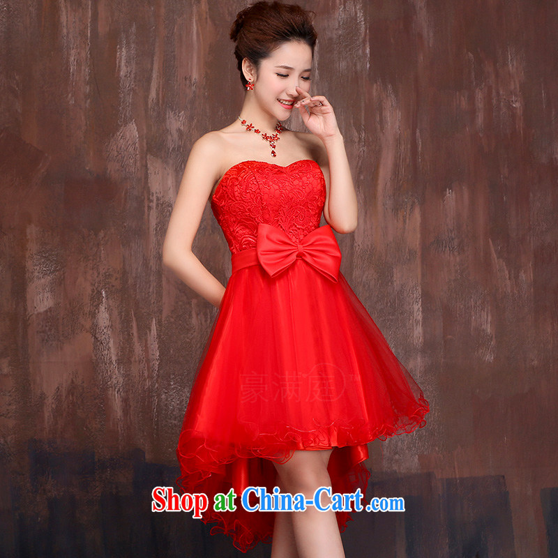 7 color 7 tone Korean version 2014 new marriages served toast bridesmaid red lace bare chest short long short skirt dress L 003 red tailored to 7-Color 7 tone, shopping on the Internet