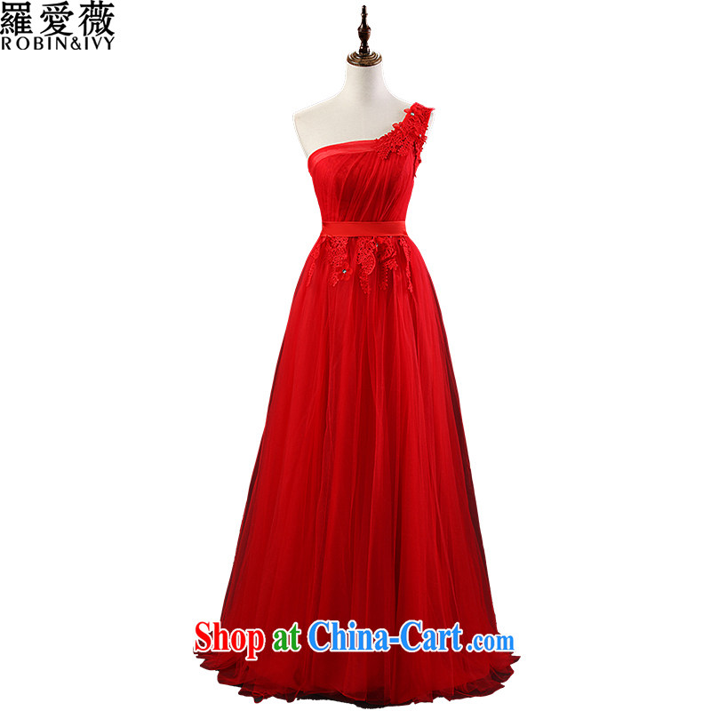 Love, Ms Audrey EU Yuet-mee, RobinIvy_ dress 2015 New Long bridesmaid dress bridal toast serving the shoulder red evening dress L 34,585 red tailored