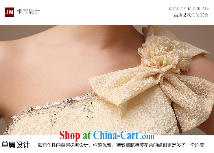 2015 spring and summer new elegant single shoulder bridal wedding dresses toast long champagne color lace Evening Dress champagne color XL pictures, price, brand platters! Elections are good character, the national distribution, so why buy now enjoy more preferential! Health