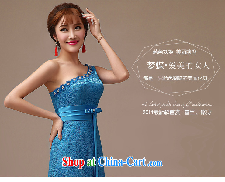 2015 new blue single shoulder bridal toast clothing lace long dress bridal wedding dress toast blue XL pictures, price, brand platters! Elections are good character, the national distribution, so why buy now enjoy more preferential! Health