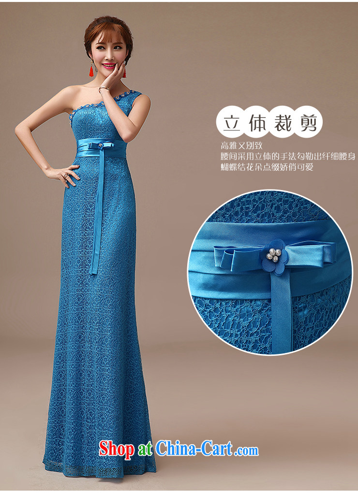 2015 new blue single shoulder bridal toast clothing lace long dress bridal wedding dress toast blue XL pictures, price, brand platters! Elections are good character, the national distribution, so why buy now enjoy more preferential! Health