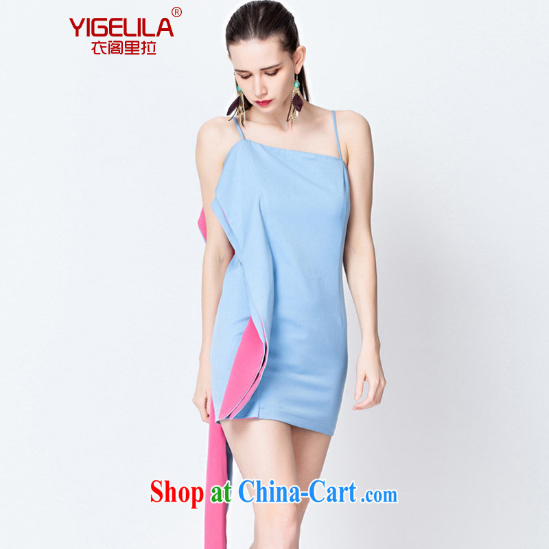Yi Ge lire_YIGELILA ribbons, straps dress everyday leisure small business dress dress skirt short skirt soot blue 6575 L