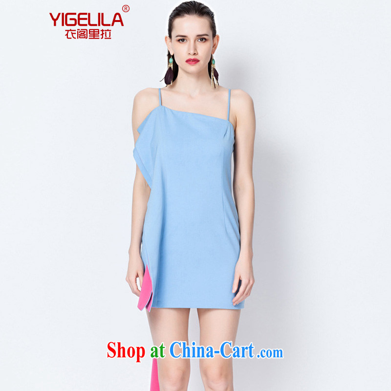 Yi Ge lire/YIGELILA ribbons, straps dress everyday business casual dress a dress skirt short skirt soot blue 6575 L, Yi Ge lire (YIGELILA), online shopping