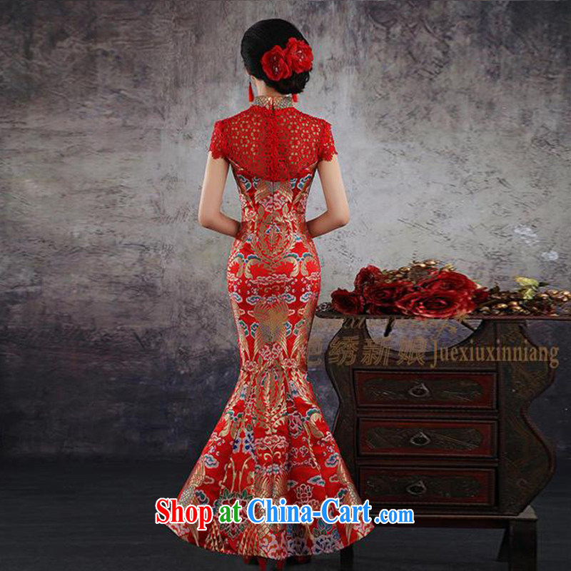 There is embroidery bridal crowsfoot wedding dresses dresses bridal toast serving New 2015 retro improved marriage wedding long summer red made cannot be refunded, embroidery is by no means bride, shopping on the Internet