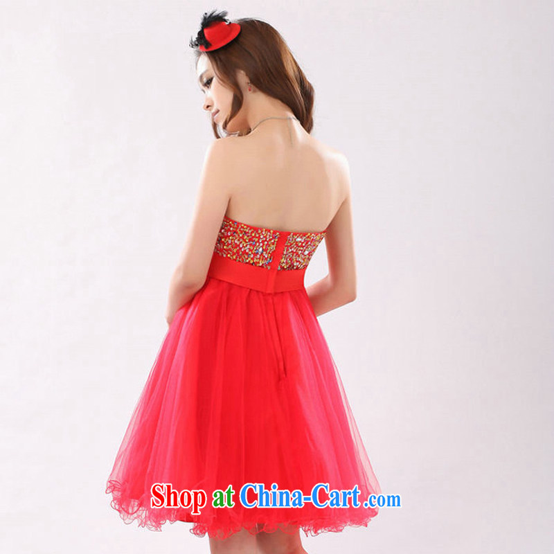 Rain is still clothing bridal dresses wedding toast clothing Korean high-waist pregnant women the code thick MM can be seen wearing a short, small dress LF 153 red XXXL, rain is clothing, and shopping on the Internet