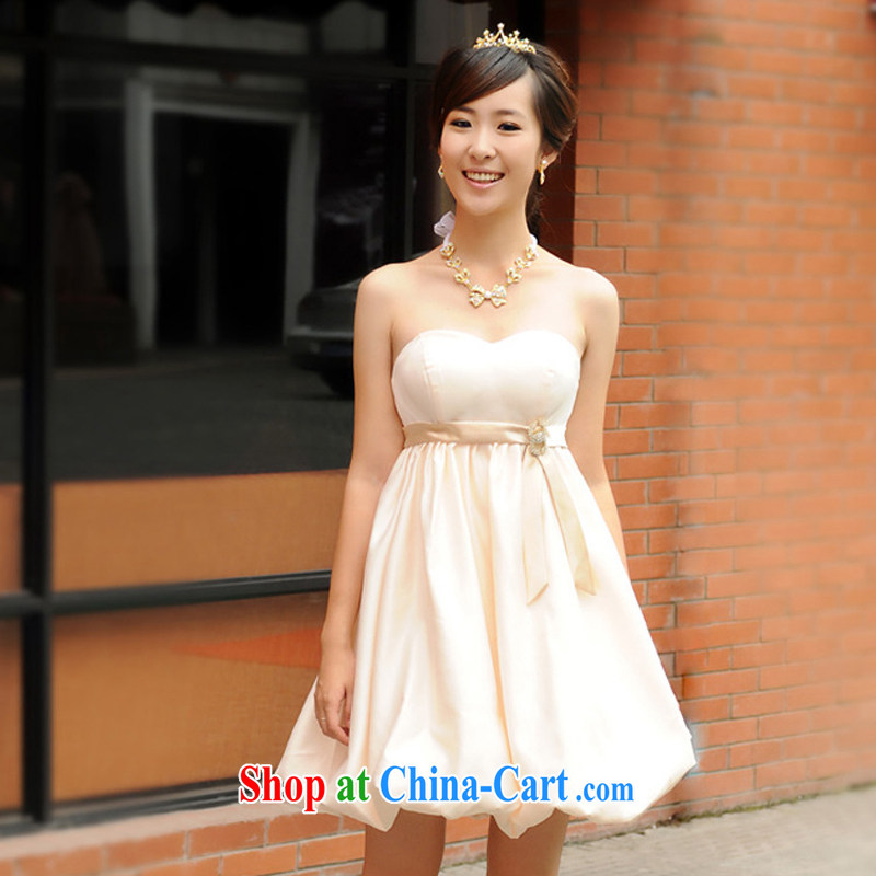 Rain is still Yi marriages 2015 new toast clothing bridesmaid dresses small thick MM larger dresses pregnant high waist dress LF 114 champagne color XXL, rain is clothing, and shopping on the Internet