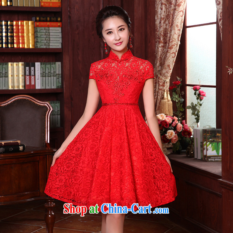 Dirty comics 2015 new Korean high-waist pregnant short bows, serving small dress dress bridal wedding dresses short stylish lace bow-tie bows serving red XXL, dirty man, shopping on the Internet