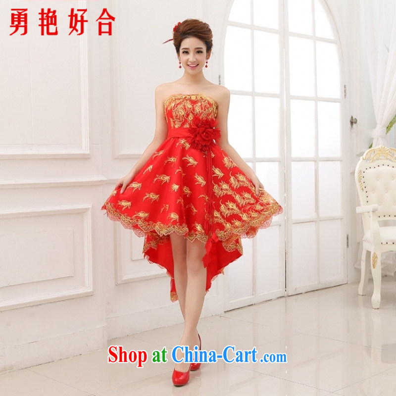 According to the 2015 Uganda new pregnant women wedding dresses bride's former long after marriage lace red bridesmaid toast serving small dress red long. size color will not be refunded, Yong Yan good offices, shopping on the Internet