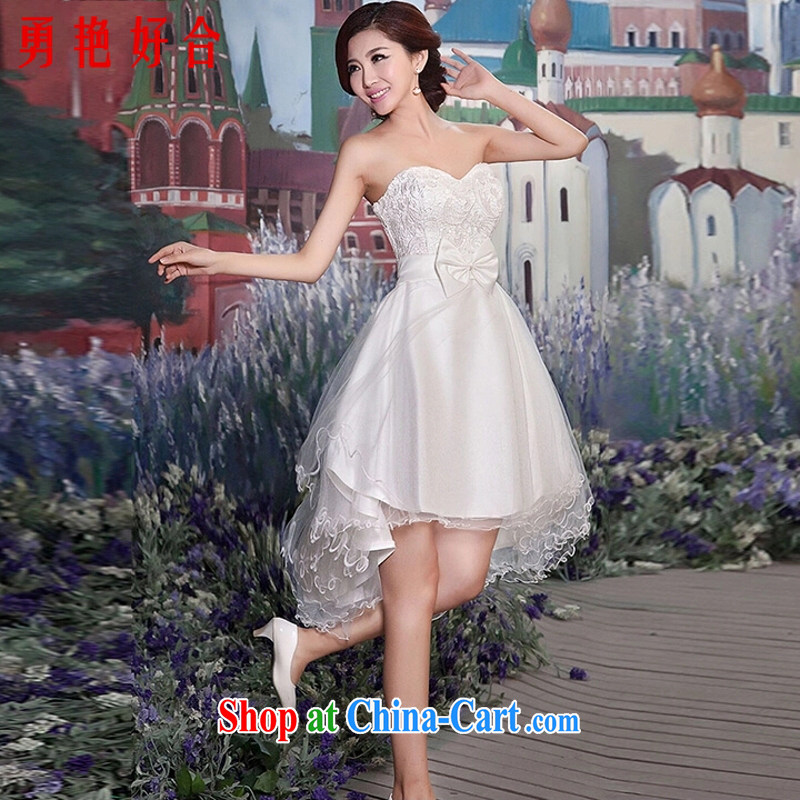 Yong-yan and 2015 new small dress dress bridal bridesmaid clothing red wedding dresses wedding toast serving evening dress short, lace-Front short, long purple XXL is not final, Yong Yan good offices, shopping on the Internet
