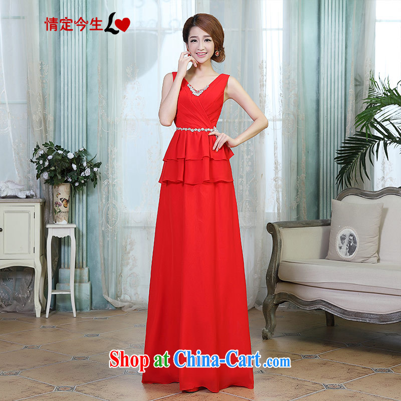 Love Life bridal dresses 2015 new marriage long bridesmaid Evening Dress shoulders female Red XL