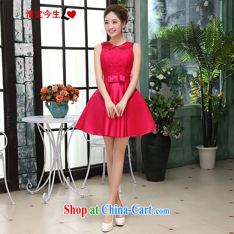 Love Life 2015 New-waist-lace sweet short for baby shaggy dress beauty graphics thin Korean bows clothing wedding dress of red M