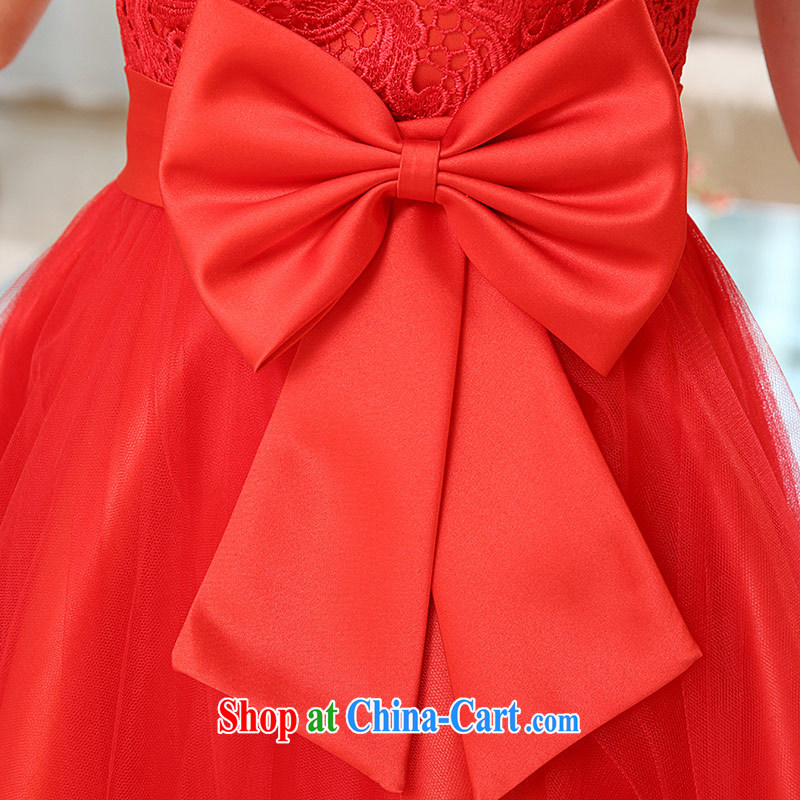 Love Life 2015 new bridesmaid clothing lace banquet wedding Evening Dress red toast clothing dress Korean single shoulder cultivating graphics thin shaggy dress red XXL, love life, and shopping on the Internet
