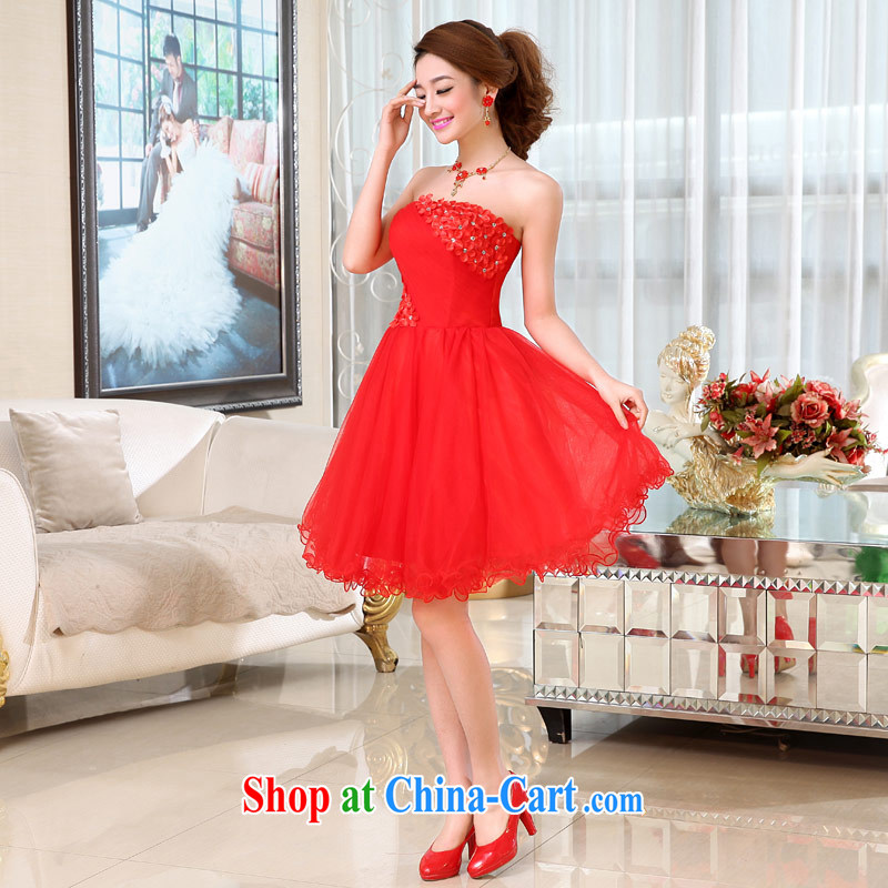 Love Life 2015 new bridesmaid toast wedding dress Evening Dress short, cultivating graphics thin lace shaggy dress wiped chest Korean Red L, love life, and shopping on the Internet