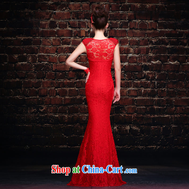 Love of the good life, 2015 New Red lace back exposed long crowsfoot wedding service antique Chinese marriages served toast dress female Red XL, love life, and shopping on the Internet