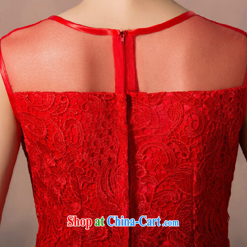 7 color 7 tone 2015 New red evening dress lace short marriages served toast wedding dresses L 012 red long L, 7 color 7 tone, shopping on the Internet