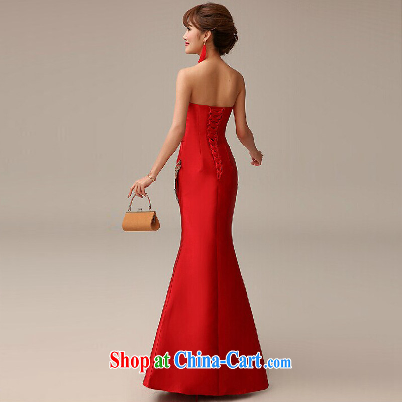 7 color 7 tone original 2015 New Long bows her clothes dress wedding wedding beauty red crowsfoot graphics thin dress new L 013 red tailored (final), 7 color 7 tone, shopping on the Internet