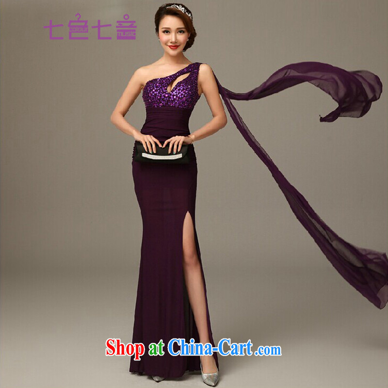 7-Color 7 tone Korean version 2015 new bride toast clothing dress New Long moderator clothing beauty wedding dress L fortune 015 purple M