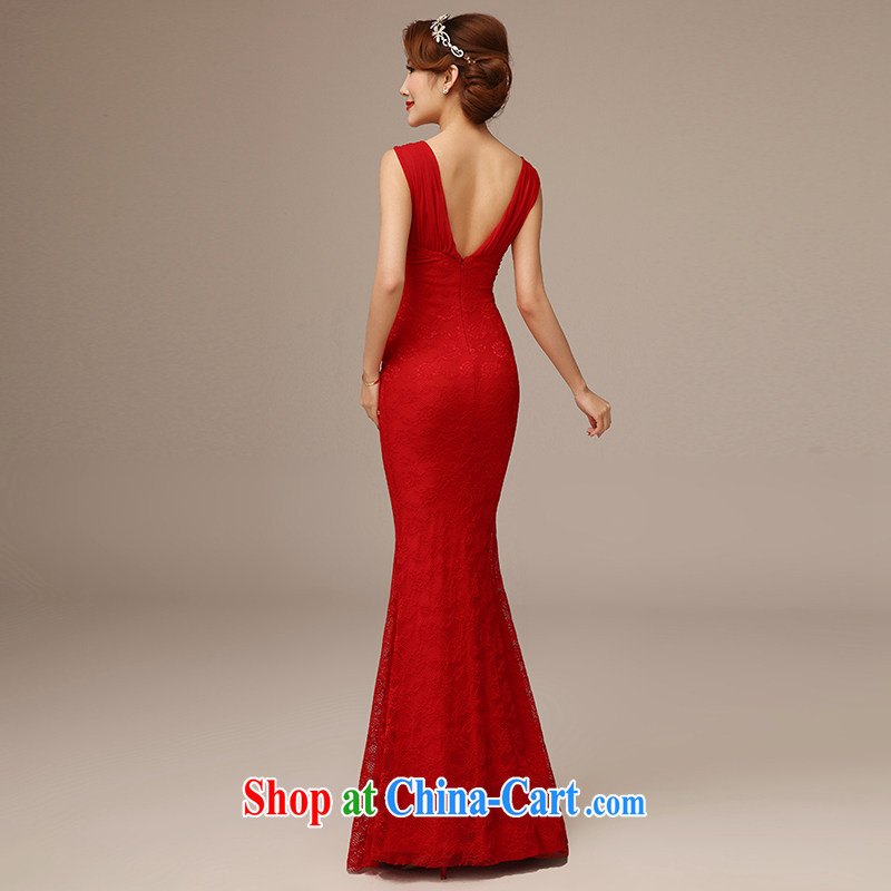 dirty man marriages bows short dresses 2015 New Field shoulder-neck beauty at Merlion dress red L, clean animation, shopping on the Internet