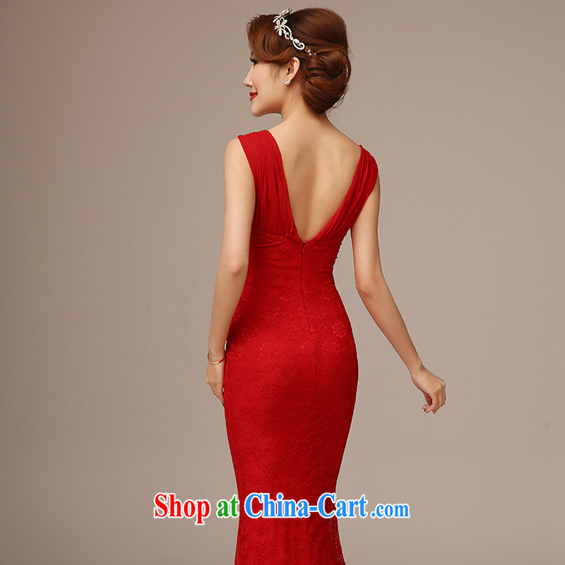 dirty man marriages bows short dresses 2015 New Field shoulder-neck beauty at Merlion dress red L, clean animation, shopping on the Internet