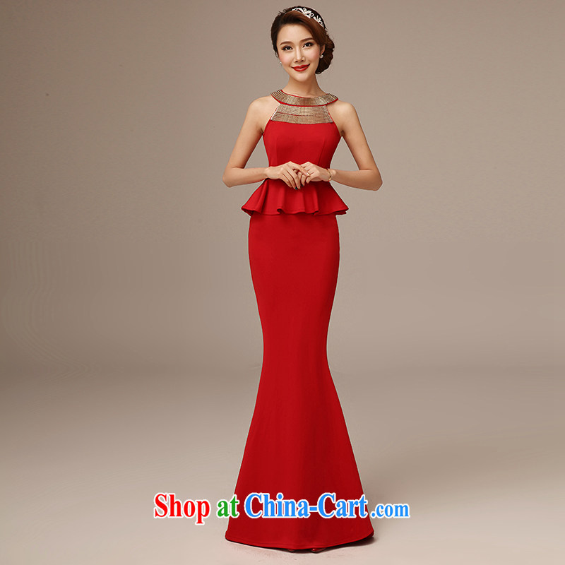 Dirty comics 2015 new spring and summer marriages served toast long stylish hanging also round-collar red stretch silk cultivation at Merlion dress red L