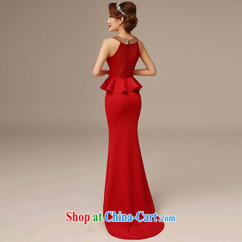 Kit-man 2015 new spring and summer marriages served toast long stylish hanging also round-collar red stretch silk cultivation at Merlion dress red L, clean to roam, and shopping on the Internet